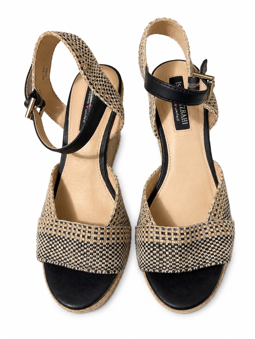 Isaac Mizrahi Women’s 
Slingback Wedge
Sandals Buckle Black Beige 8.5 Ankle Stra